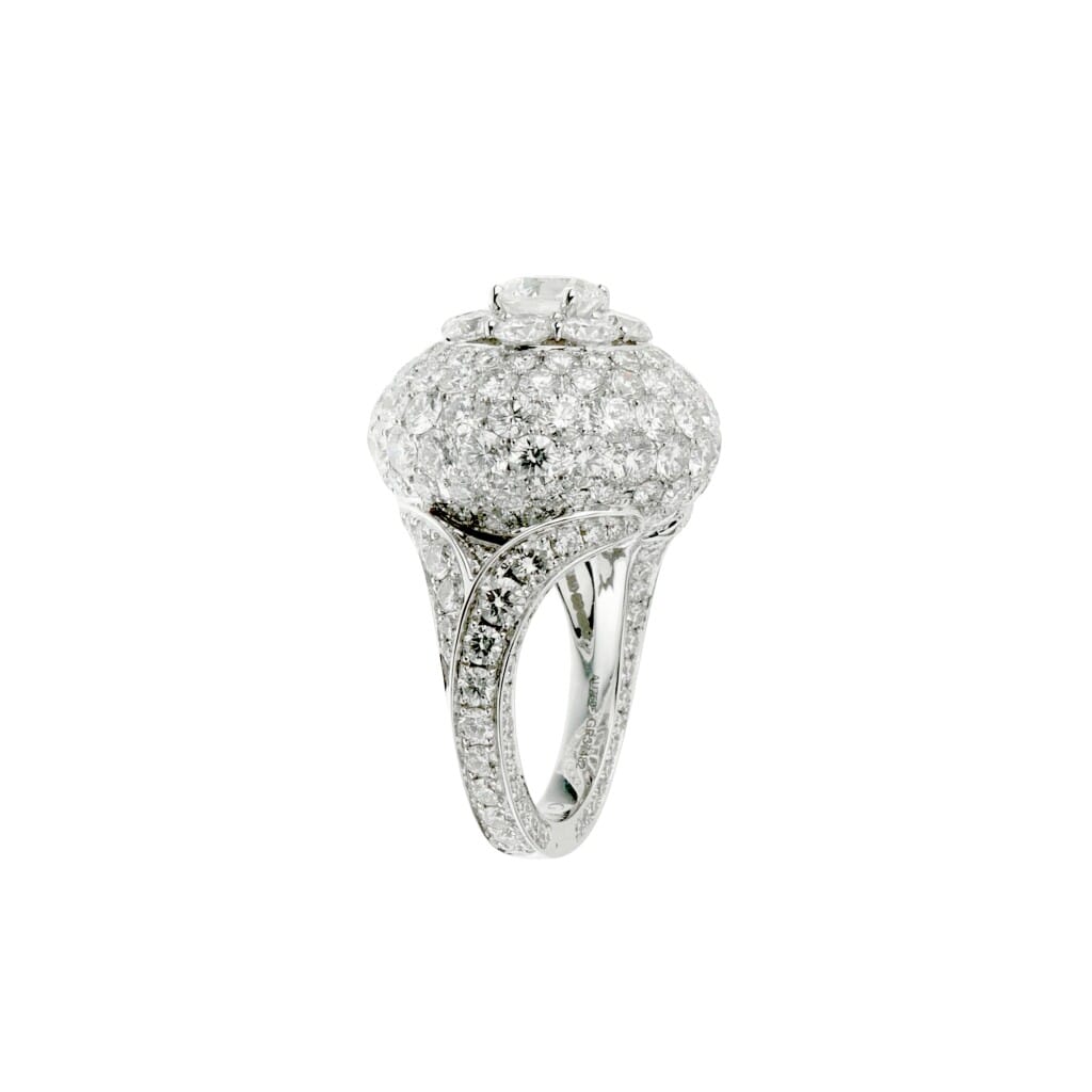 White Gold and Diamond Bombé Ring