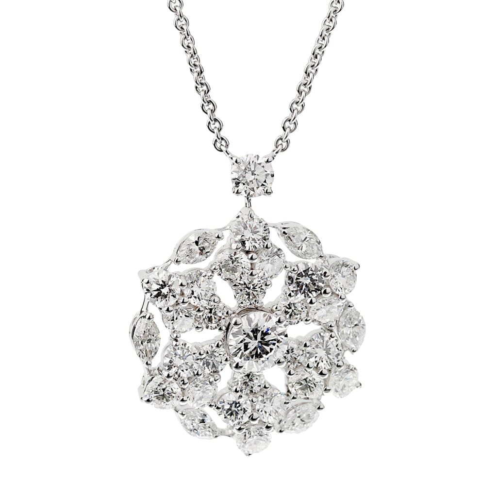 White Gold and Diamond Snowflake Necklace