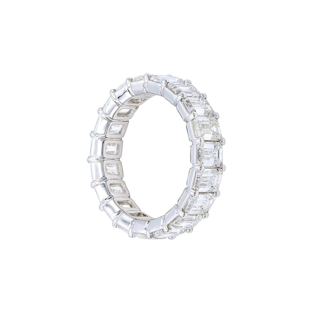 White Gold and 6.25ctw Emerald Cut Diamond Eternity Band Ring