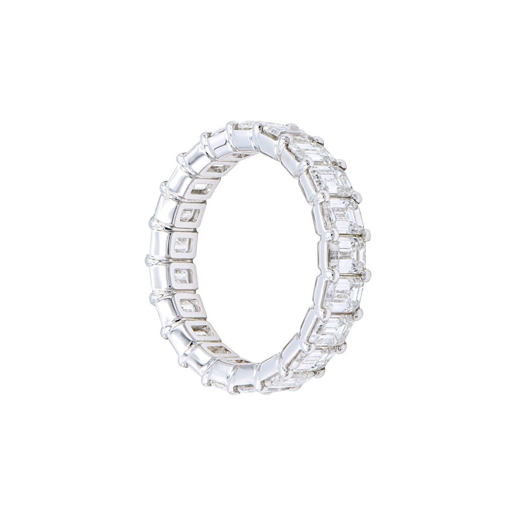 White Gold and 5.35ctw Emerald Cut Diamond Eternity Band Ring