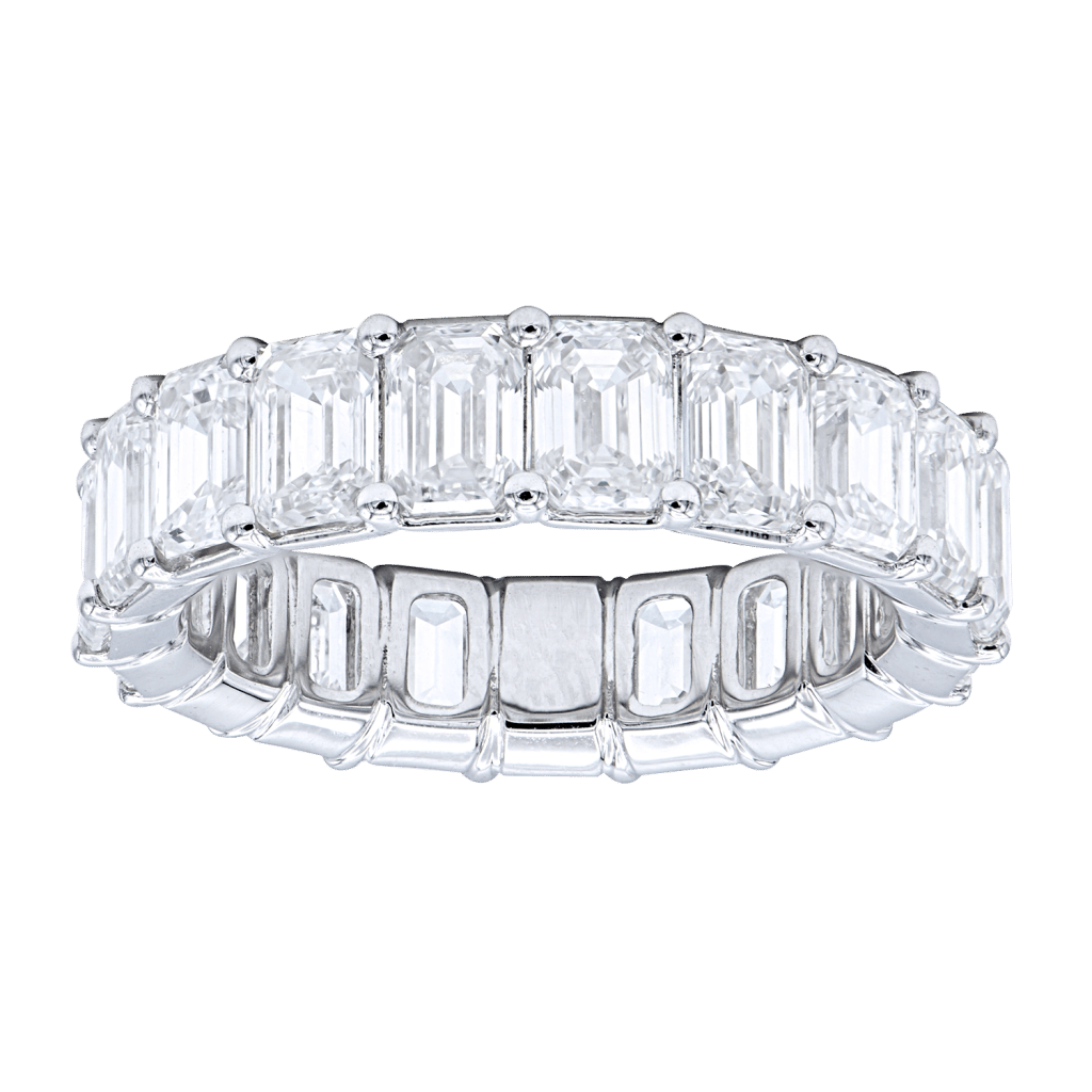 White Gold and 5.50ctw Emerald Cut Diamond Eternity Band Ring