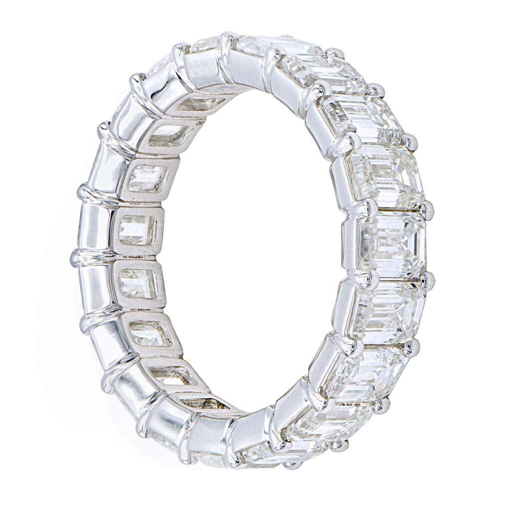 White Gold and 5.50ctw Emerald Cut Diamond Eternity Band Ring