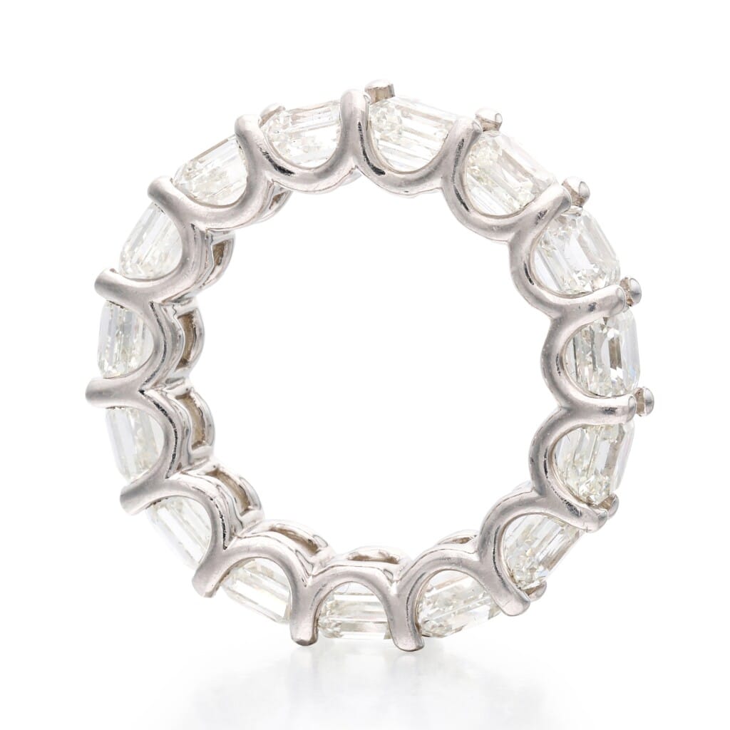 Platinum and 10.95ctw Asscher Cut Diamond Eternity Band Ring