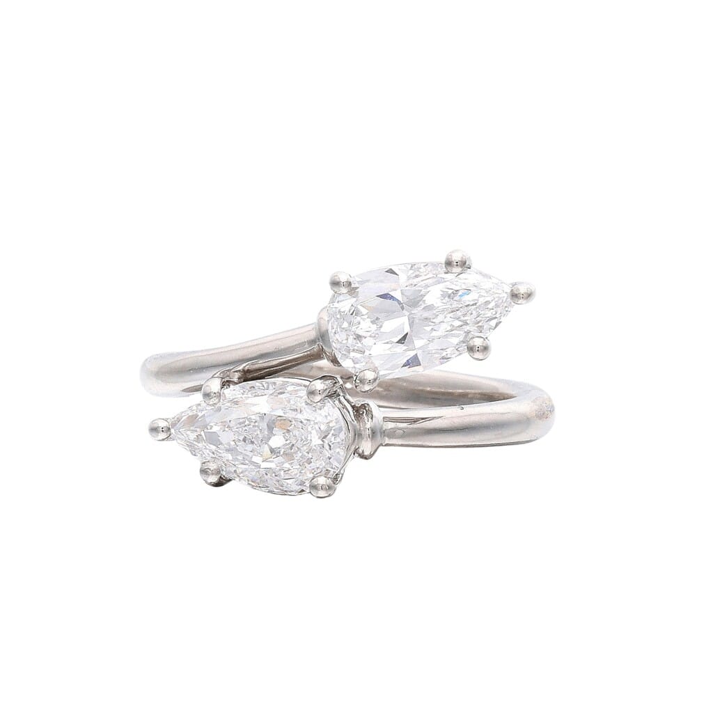 Platinum, 1.01ct and 1.00ct Pear Shape Diamond Toi et Moi Ring