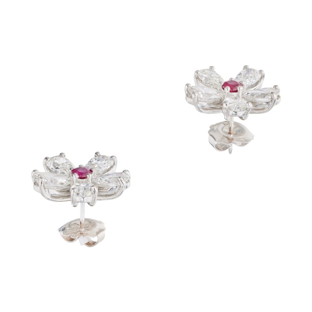Platinum, Ruby and Diamond Earrings