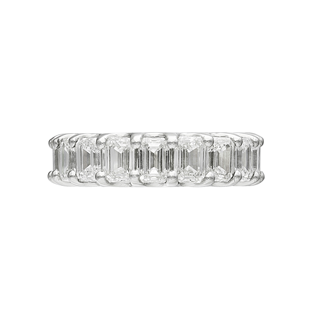 Platinum and 7.15ctw Emerald Cut Diamond Eternity Band Ring