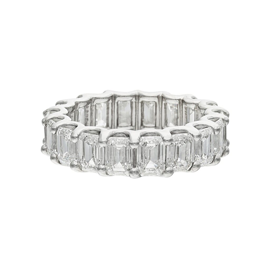 Platinum and 7.15ctw Emerald Cut Diamond Eternity Band Ring