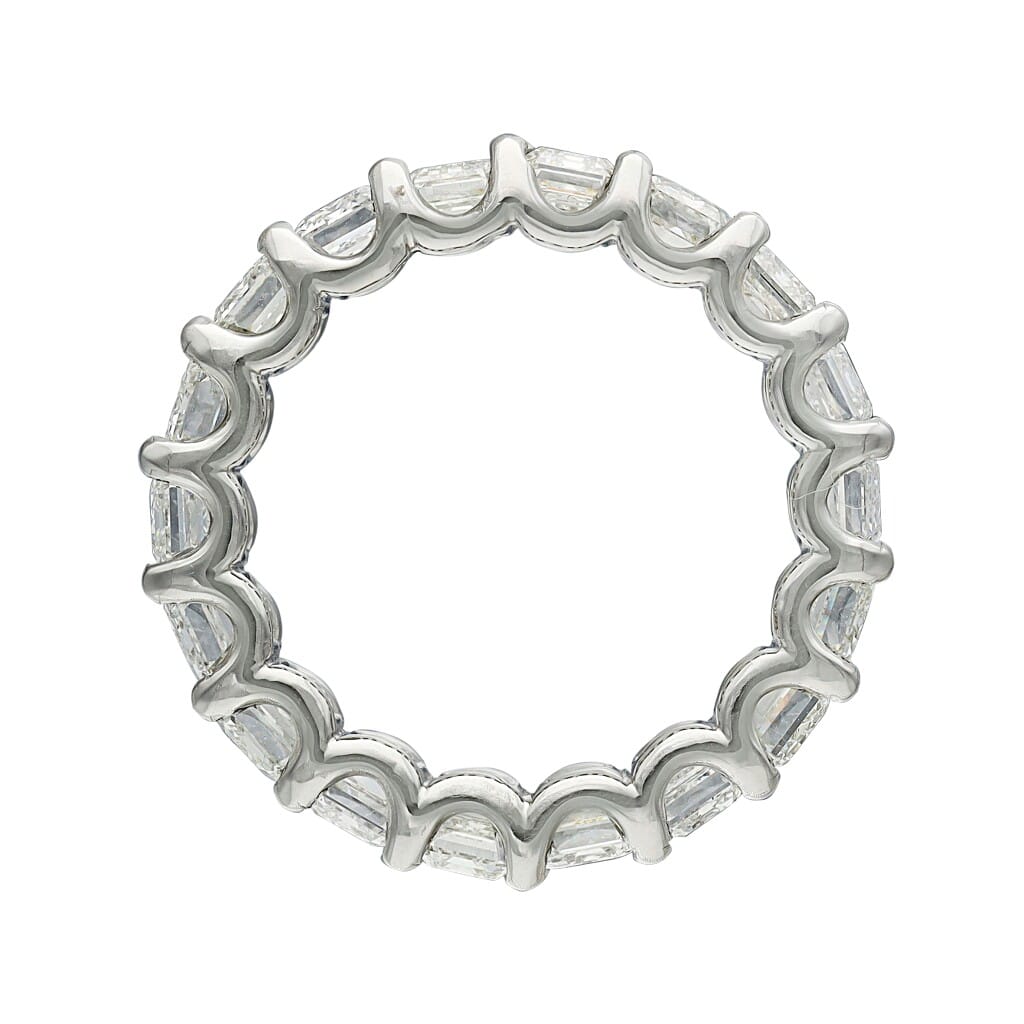 Platinum and 7.15ctw Emerald Cut Diamond Eternity Band Ring