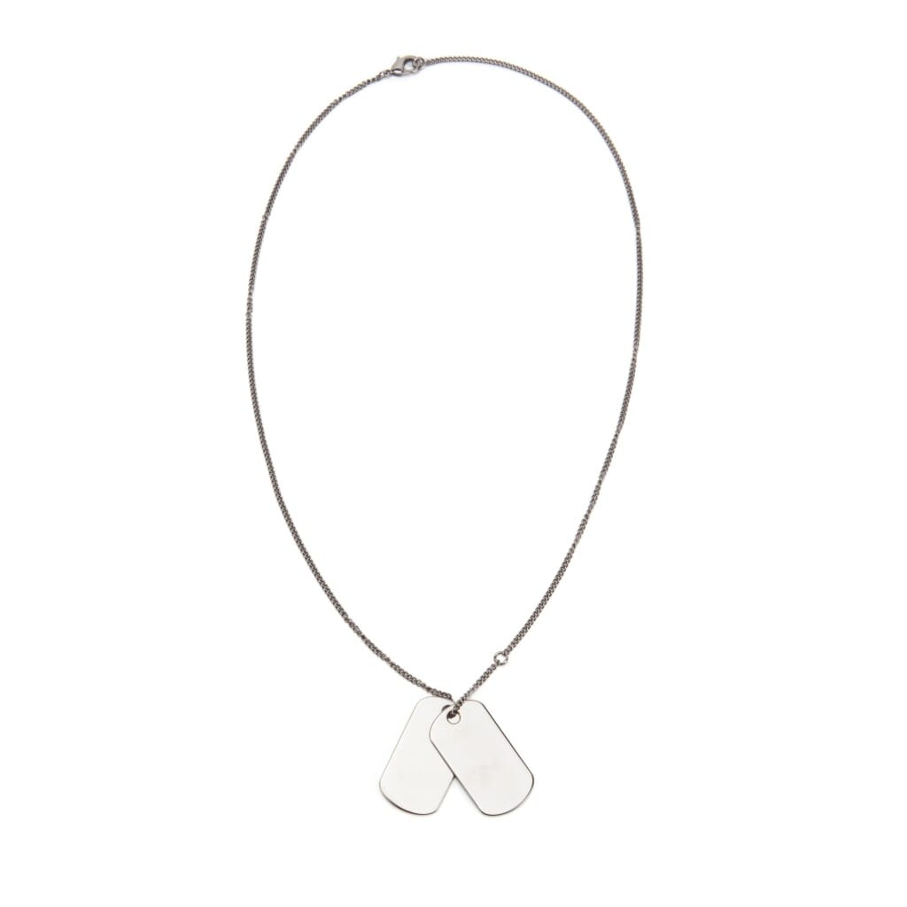 Silver Metal, Ruthenium and Strass CC Dog Tag Necklace, 2020