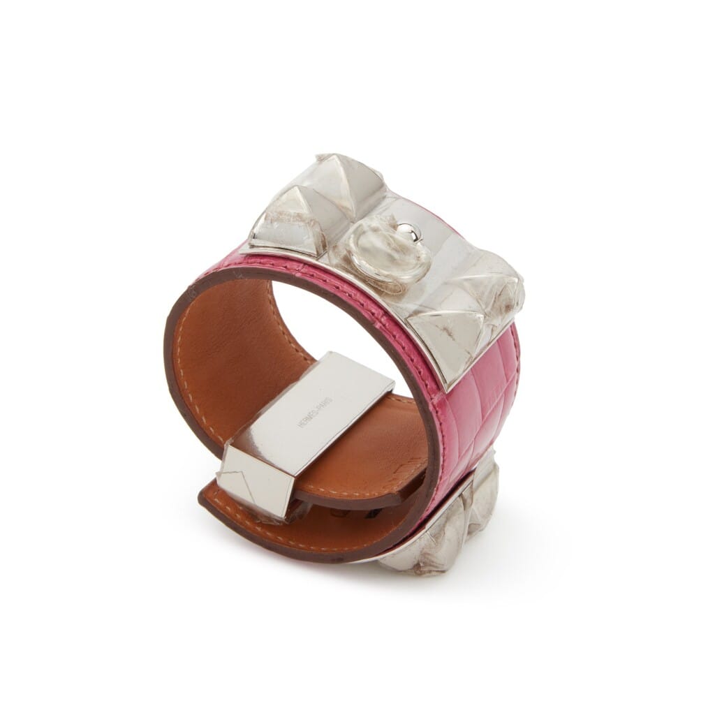 Fuchsia Shiny Alligator Collier de Chien Palladium Hardware, 2012