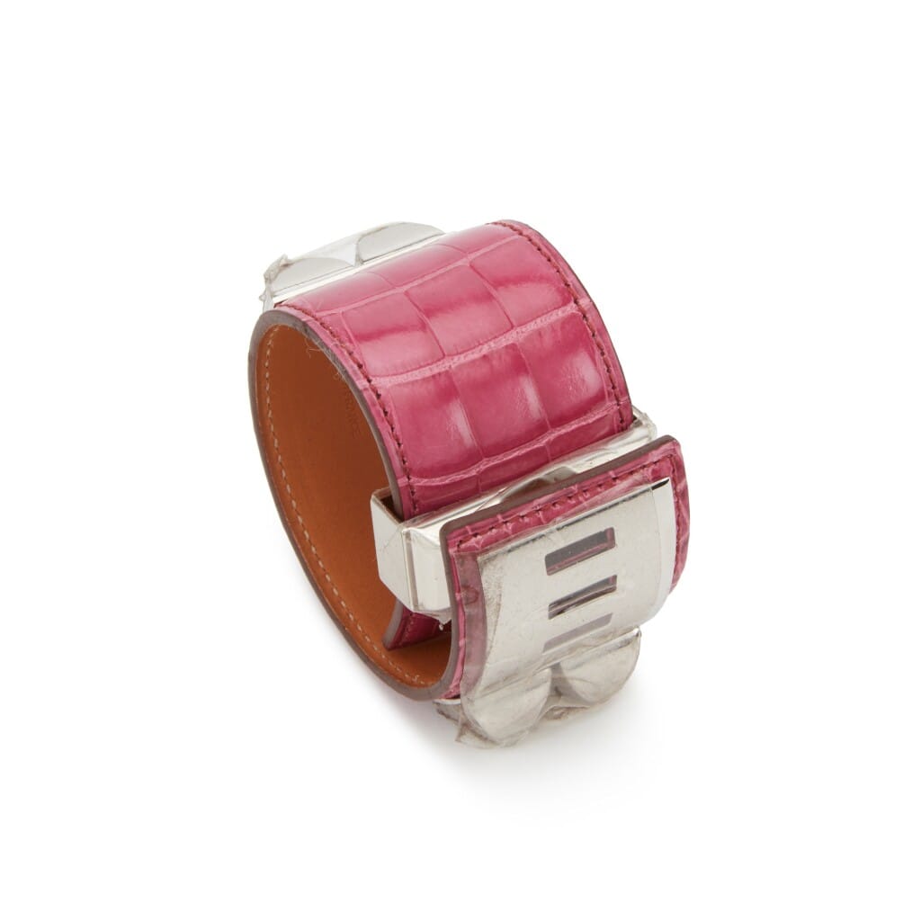 Fuchsia Shiny Alligator Collier de Chien Palladium Hardware, 2012