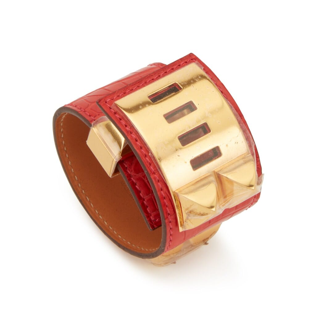 Geranium Matte Alligator Collier de Chien Gold Hardware, 2012