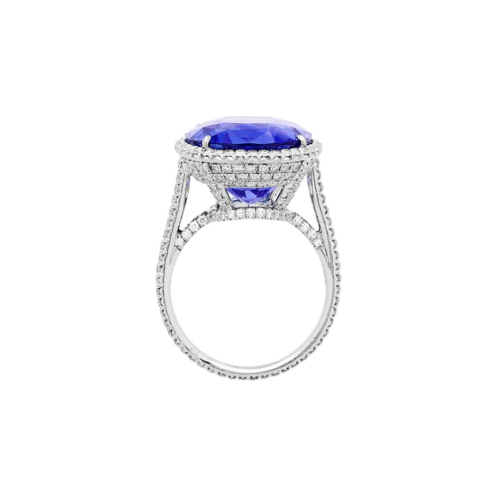 Platinum, 17.38ct Ceylon Sapphire and Diamond Ring