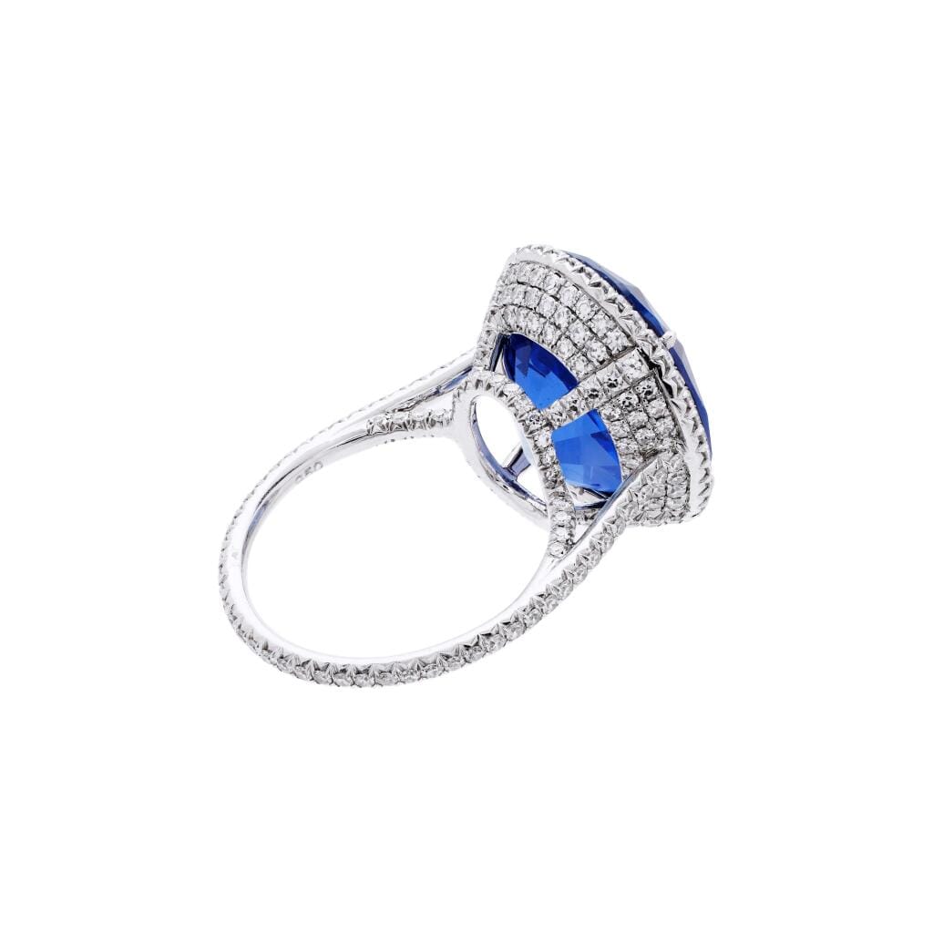 Platinum, 17.38ct Ceylon Sapphire and Diamond Ring