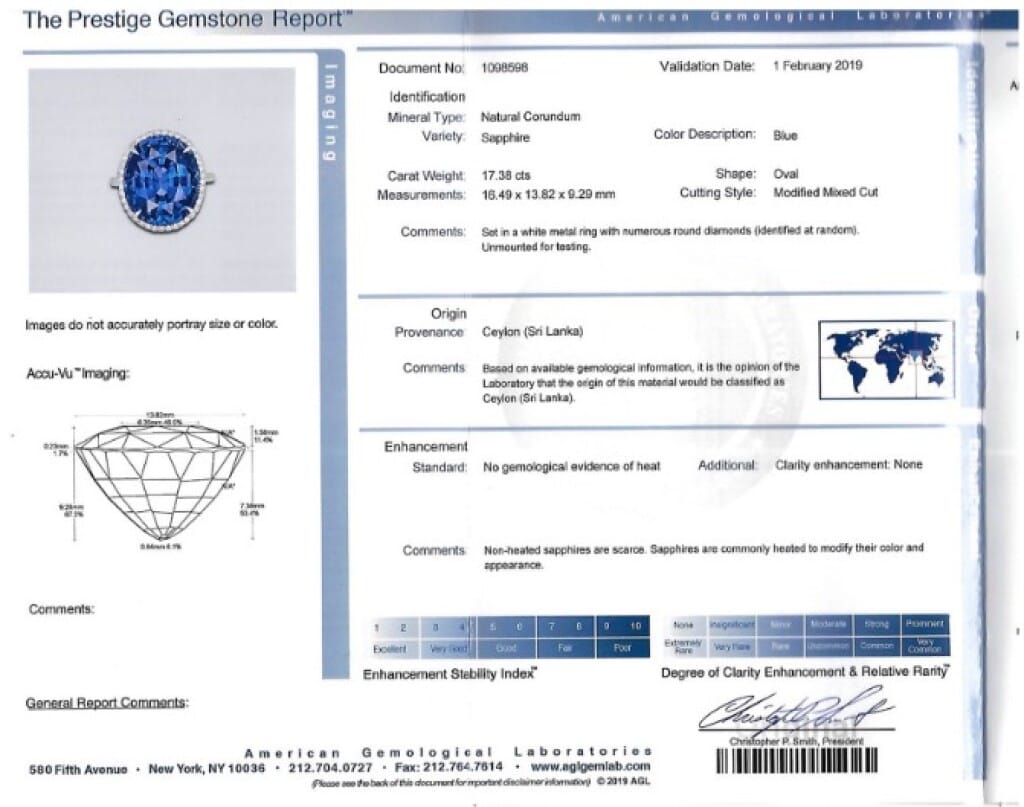 Platinum, 17.38ct Ceylon Sapphire and Diamond Ring