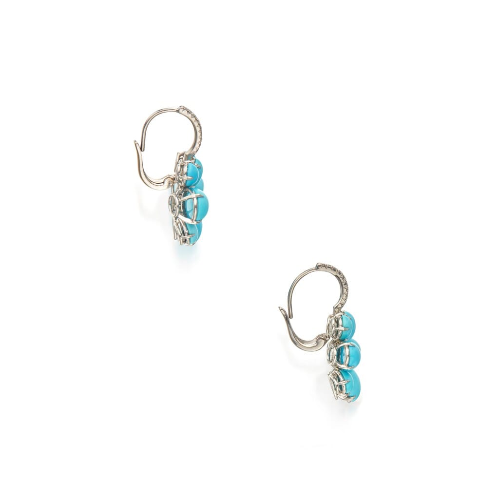 Platinum, Turquoise and Diamond Pendant Earrings