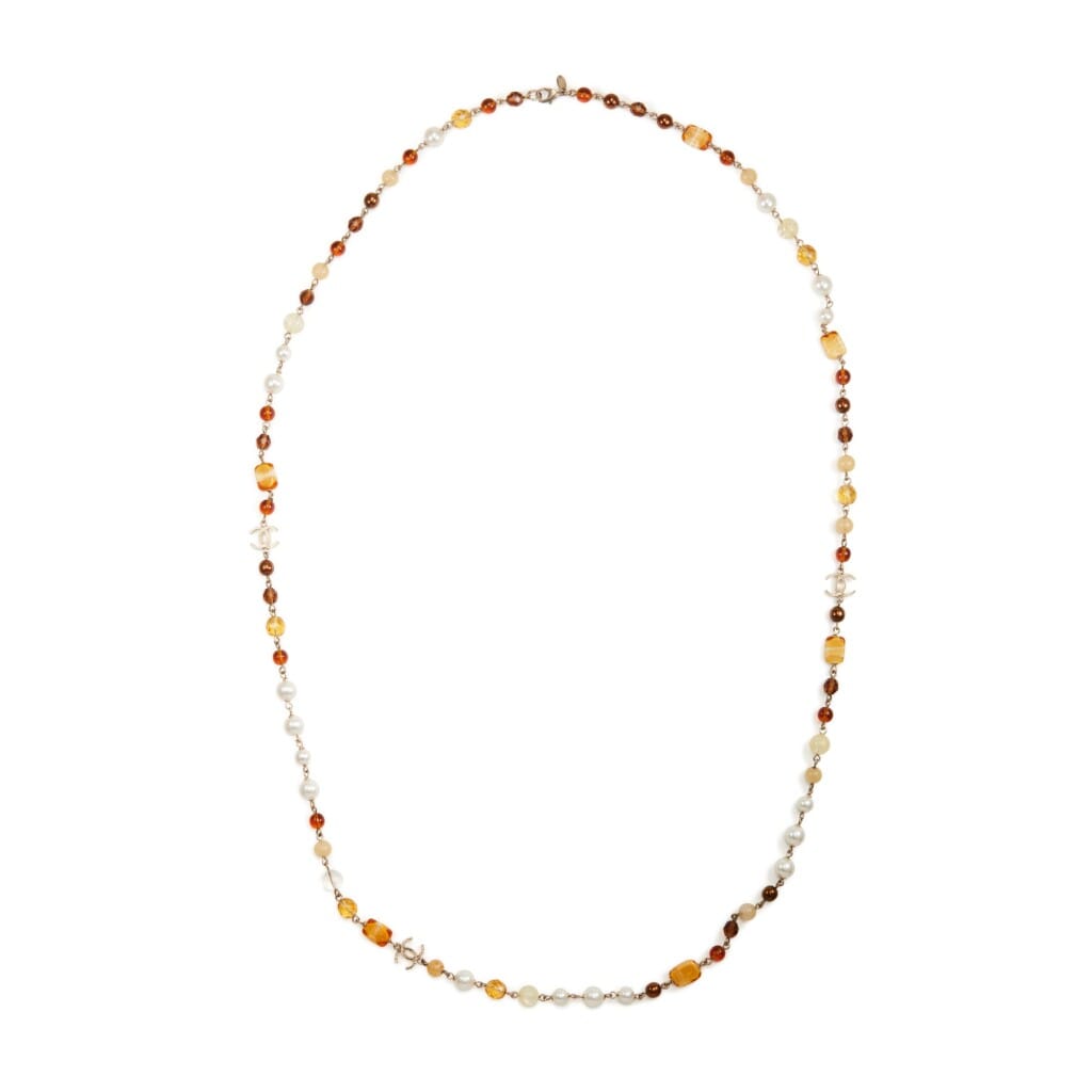 Multicolor Glass, Metal and Imitation Pearl CC Necklace, 2007