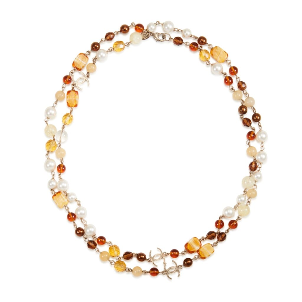 Multicolor Glass, Metal and Imitation Pearl CC Necklace, 2007