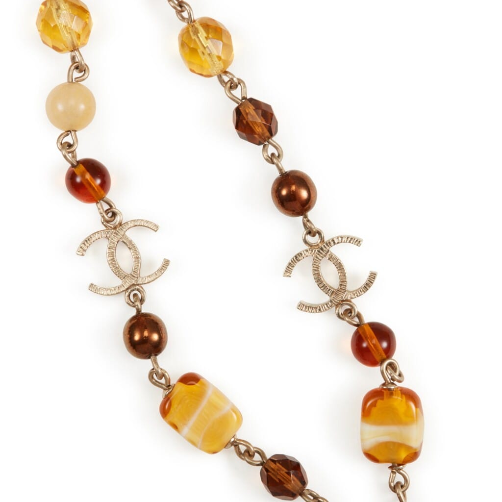 Multicolor Glass, Metal and Imitation Pearl CC Necklace, 2007