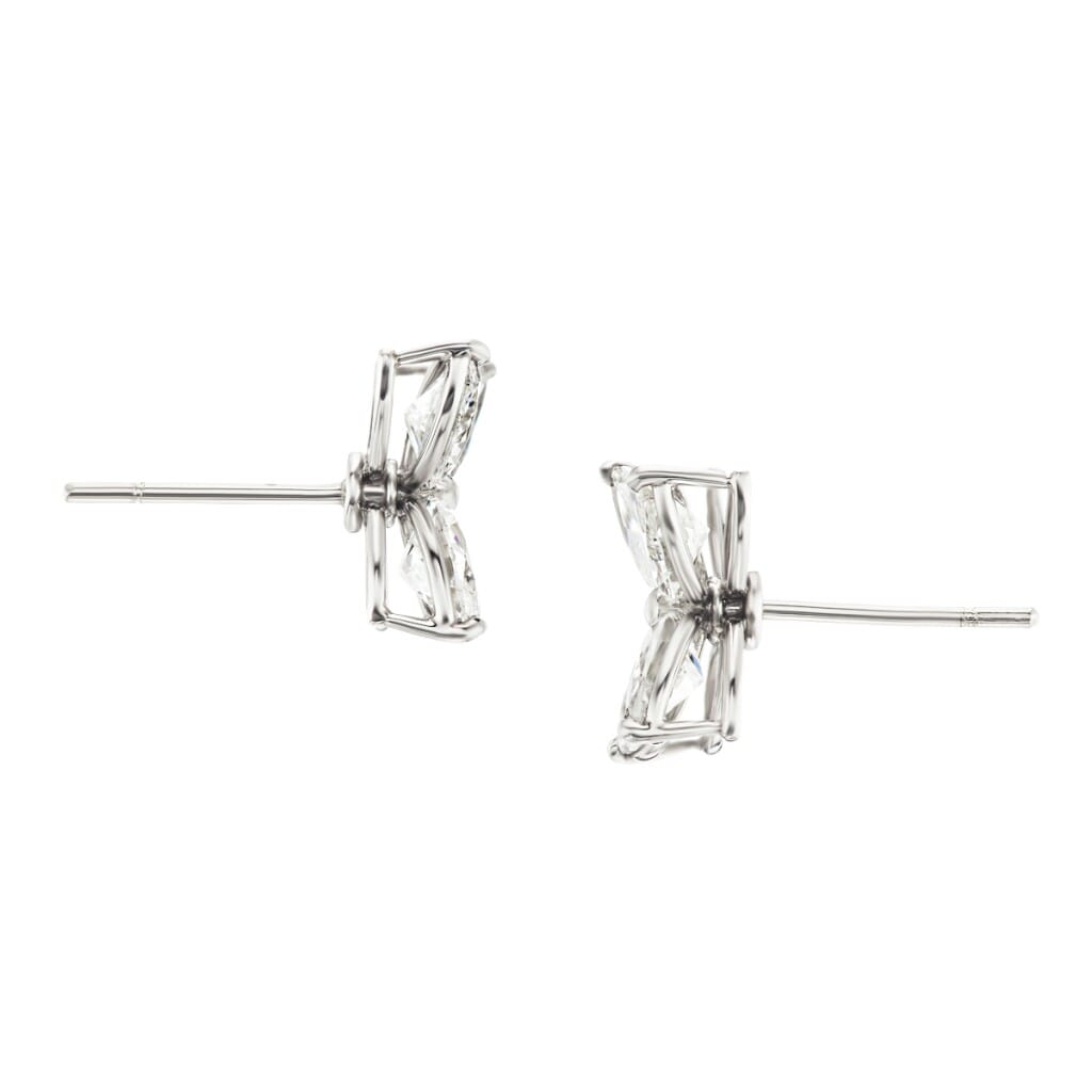 Platinum and Diamond Floral Stud Earrings