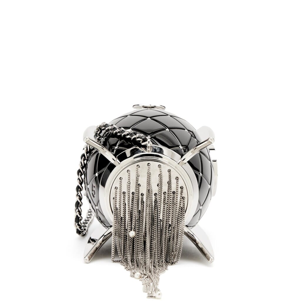 Black Plexiglass and Crystal Rocket Ship Evening Minaudière Bag Silver Hardware, 2017