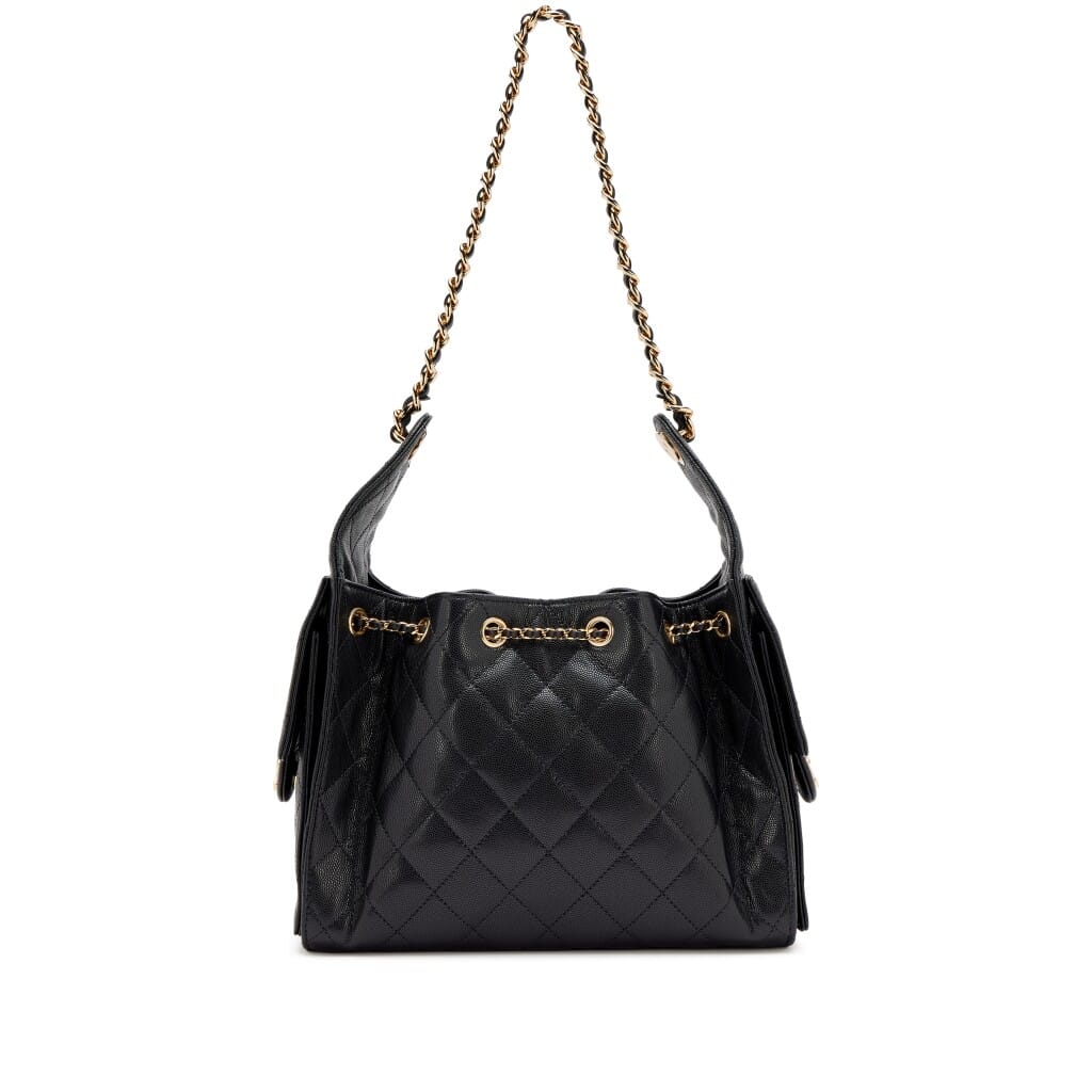Black Quilted Caviar Small 25 Aged Gold Hardware, 2026