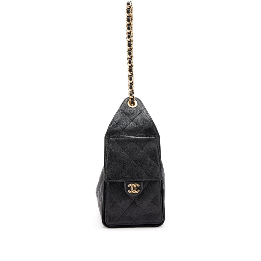 Black Quilted Caviar Small 25 Aged Gold Hardware, 2026