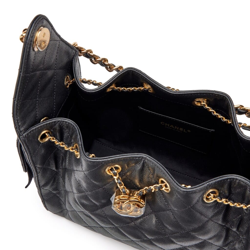 Black Quilted Caviar Small 25 Aged Gold Hardware, 2026