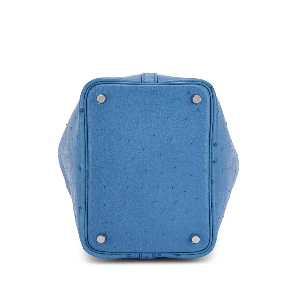 Bleu Roi Ostrich Picotin Lock 18 Palladium Hardware, 2018