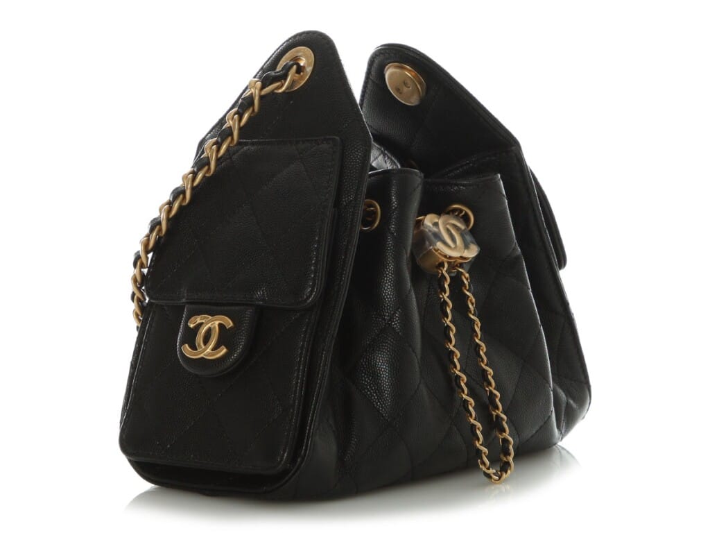Black Quilted Caviar Mini 25 Aged Gold Hardware, 2025