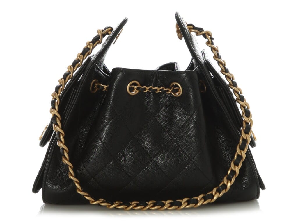 Black Quilted Caviar Mini 25 Aged Gold Hardware, 2025