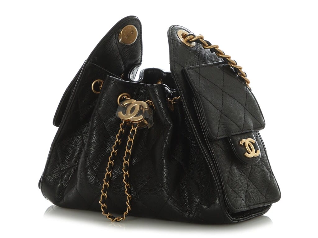 Black Quilted Caviar Mini 25 Aged Gold Hardware, 2025