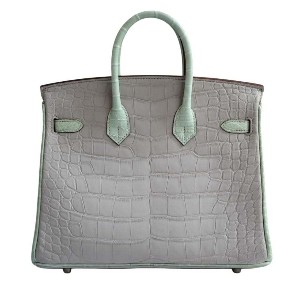 Vert D'eau and Gris Perle Matte Crocodile HSS Birkin 25 Brushed Palladium Hardware, 2022