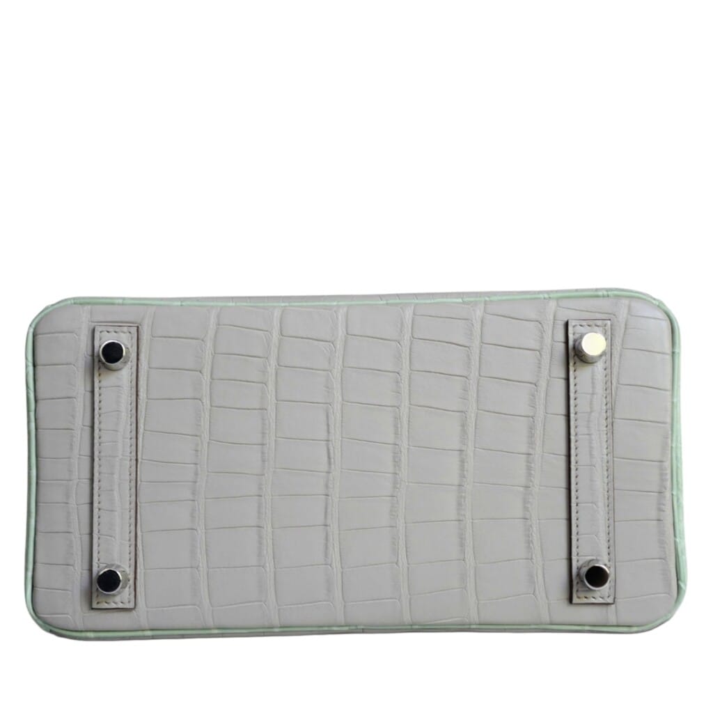 Vert D'eau and Gris Perle Matte Crocodile HSS Birkin 25 Brushed Palladium Hardware, 2022