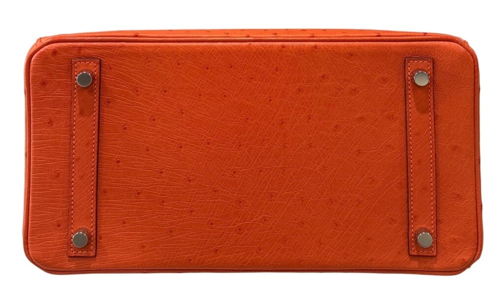 Tangerine Ostrich Birkin 30 Palladium Hardware, 2016