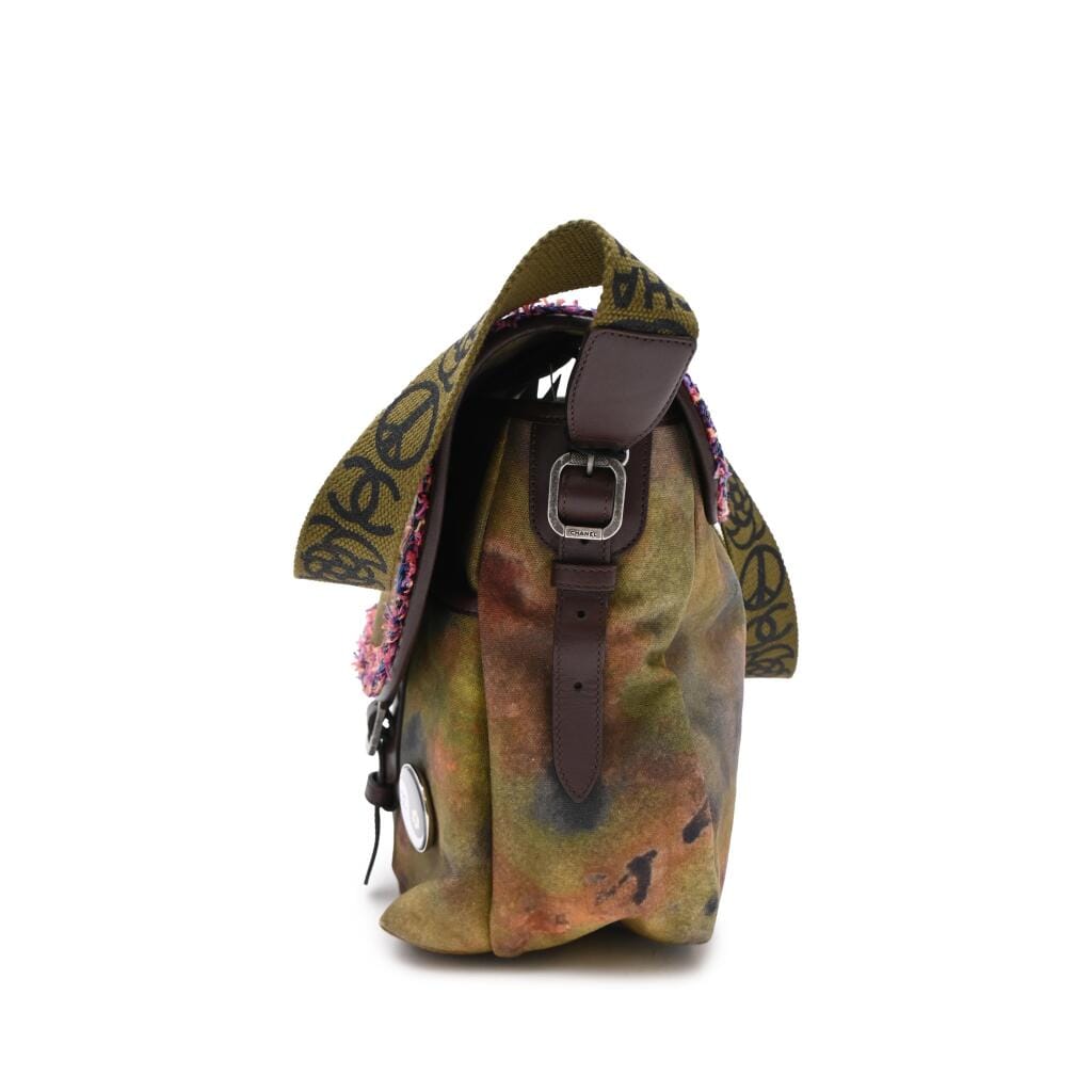 Multicolor Graffiti Tweed and Khaki Toile On The Pavement Large Messenger Bag Ruthenium Hardware, 2015