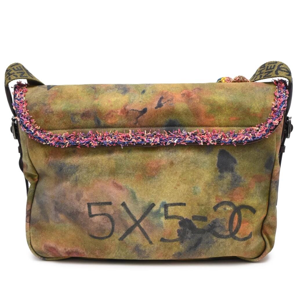 Multicolor Graffiti Tweed and Khaki Toile On The Pavement Large Messenger Bag Ruthenium Hardware, 2015
