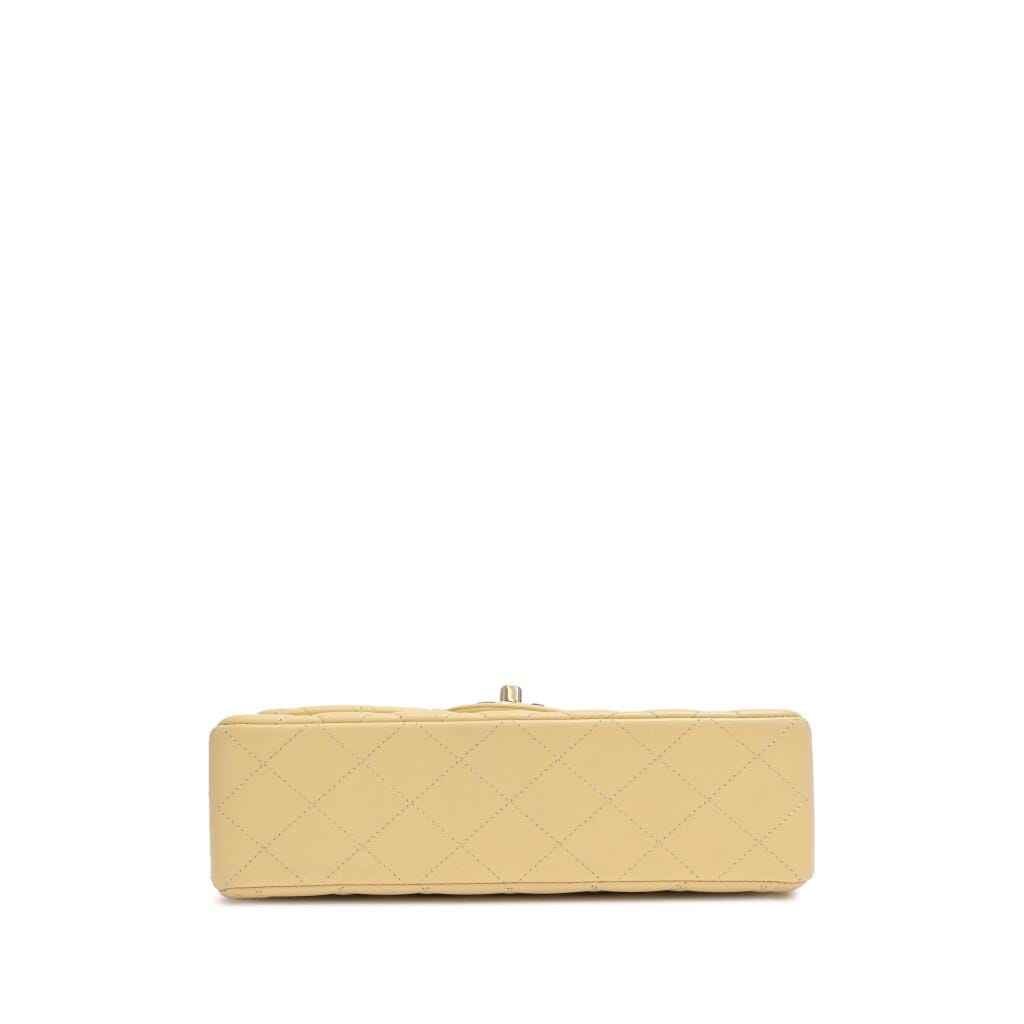 Yellow Quilted Lambskin Small Timeless Double Flap Gold Hardware, 2021