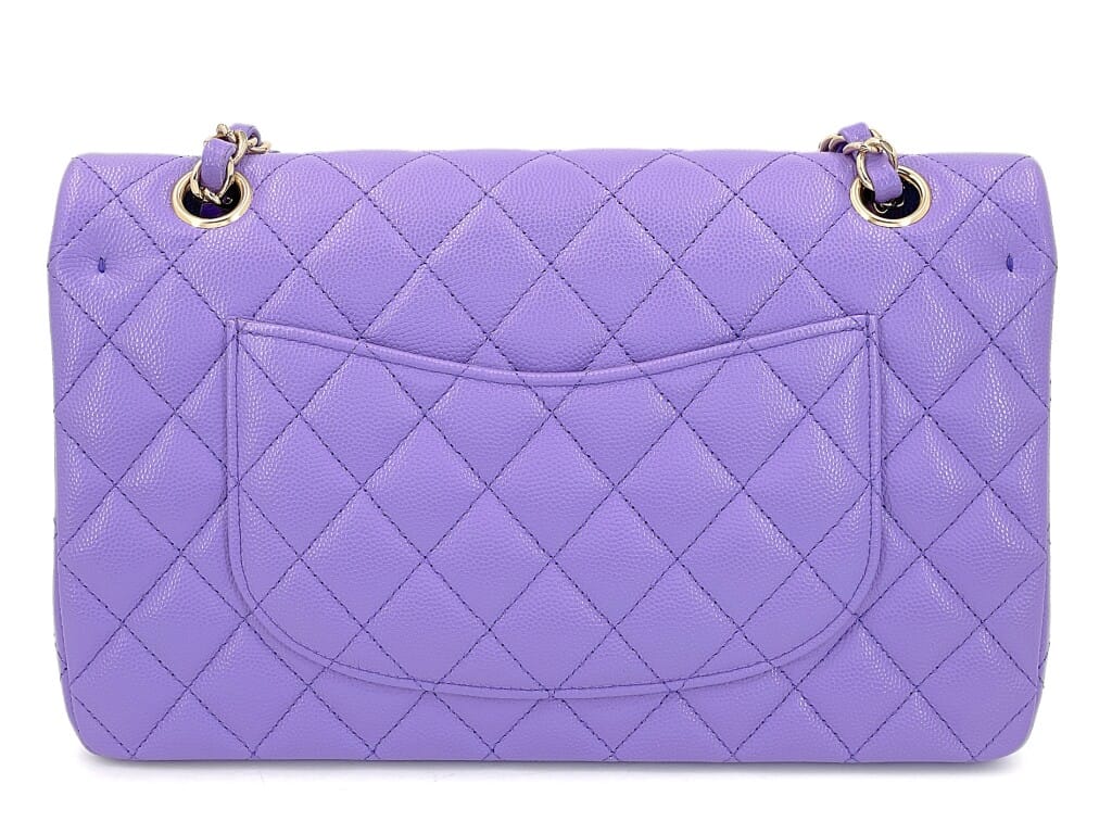 Purple Quilted Caviar Medium Classic Double Flap Bag Gold Hardware, 2020