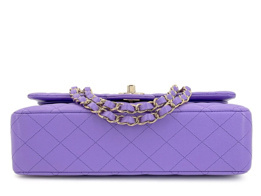 Purple Quilted Caviar Medium Classic Double Flap Bag Gold Hardware, 2020