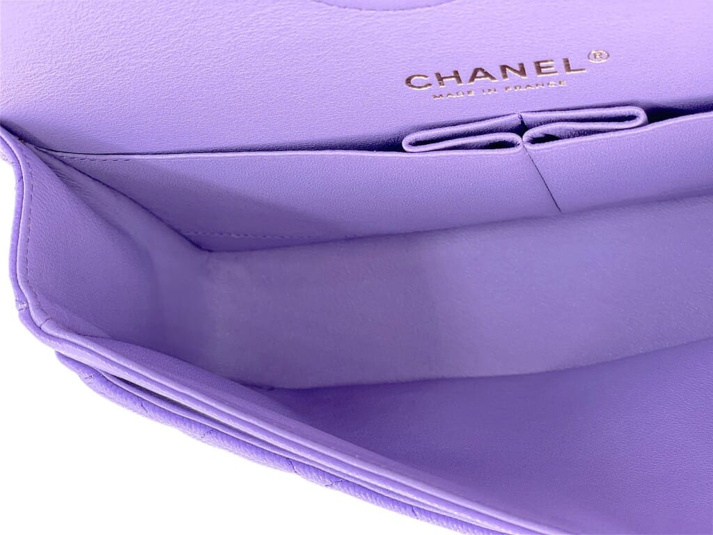 Purple Quilted Caviar Medium Classic Double Flap Bag Gold Hardware, 2020