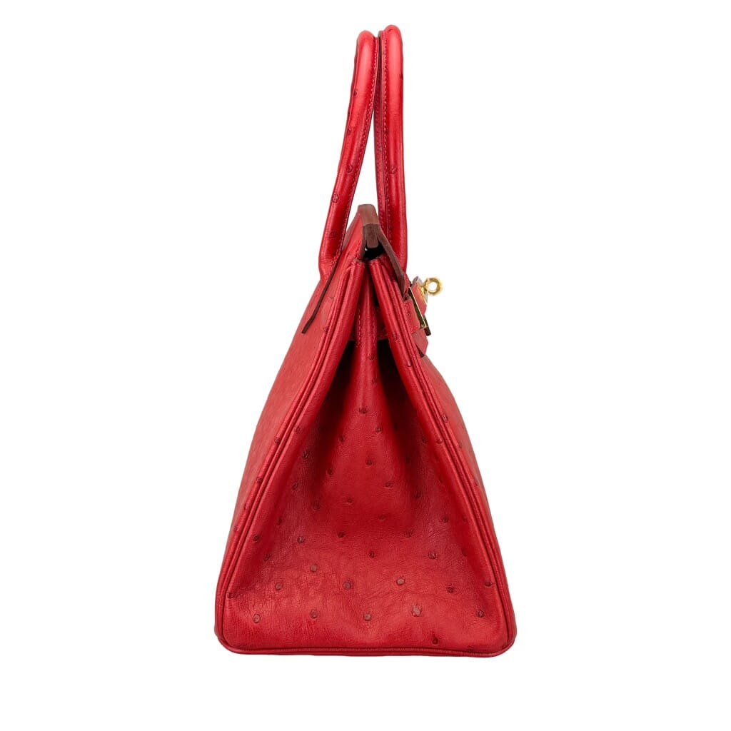 Rouge Vif Ostrich Birkin 30 Gold Hardware, 2016