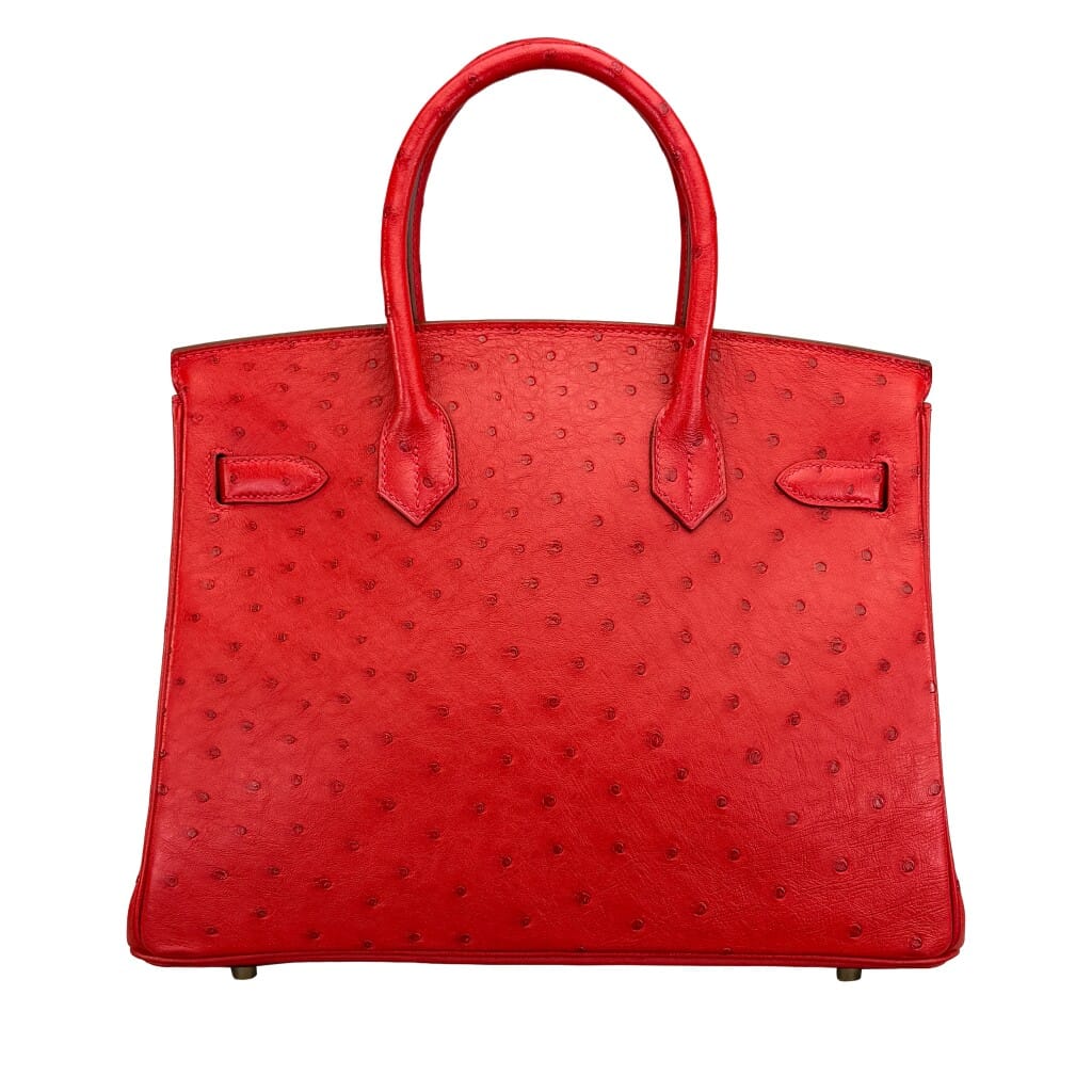 Rouge Vif Ostrich Birkin 30 Gold Hardware, 2016