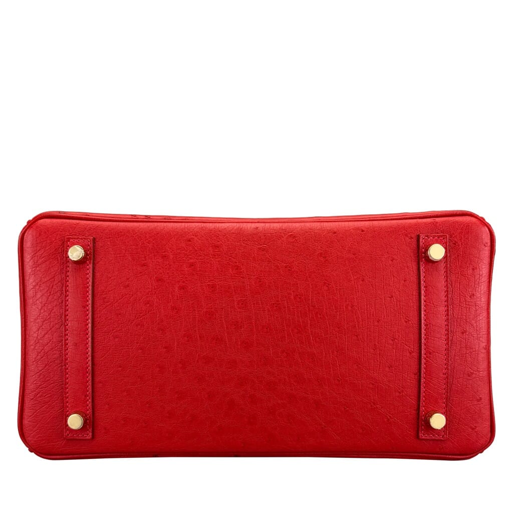 Rouge Vif Ostrich Birkin 30 Gold Hardware, 2016