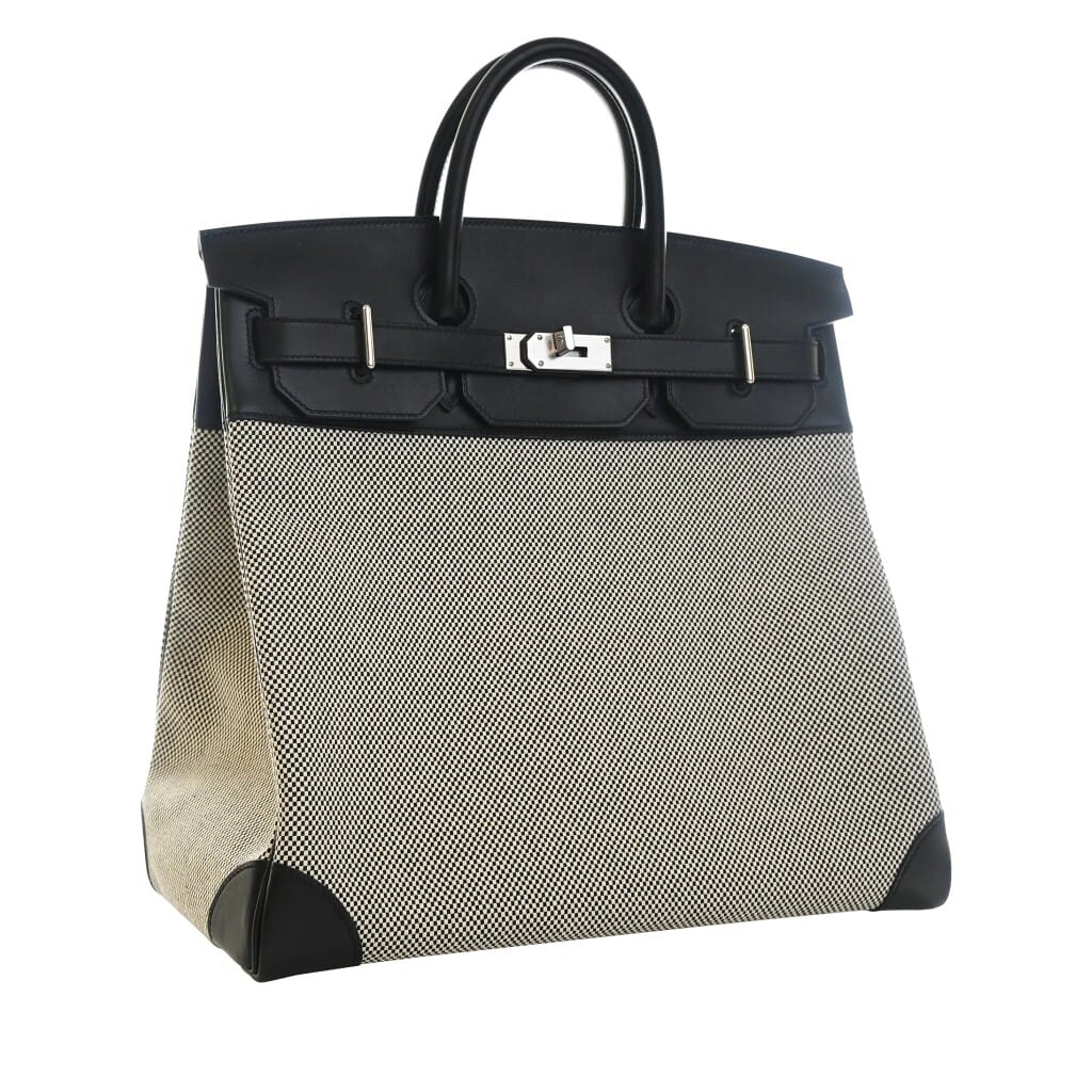 Black Swift and Ecru Toile H HAC Haut à Courroies Birkin 40 Palladium Hardware, 2022