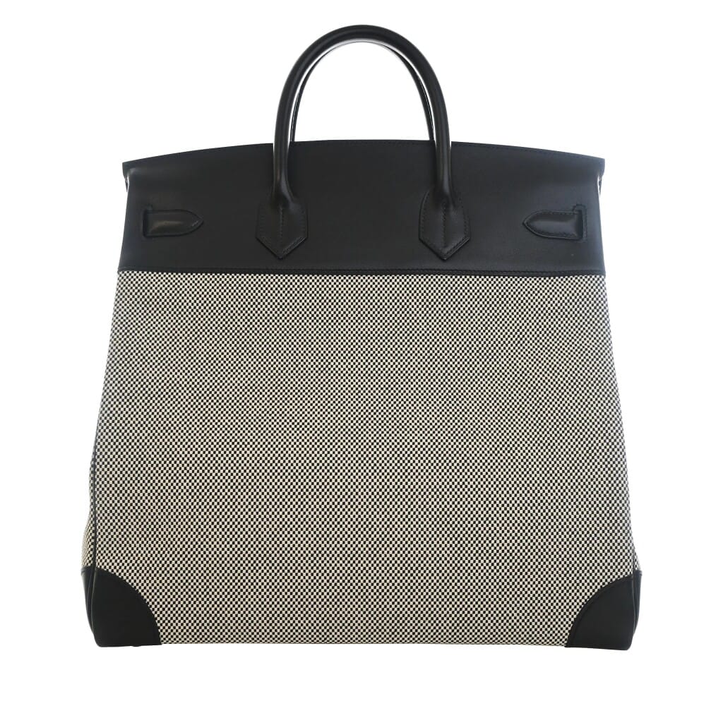 Black Swift and Ecru Toile H HAC Haut à Courroies Birkin 40 Palladium Hardware, 2022