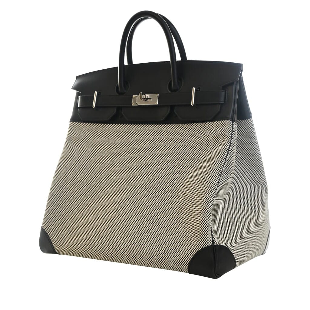 Black Swift and Ecru Toile H HAC Haut à Courroies Birkin 40 Palladium Hardware, 2022