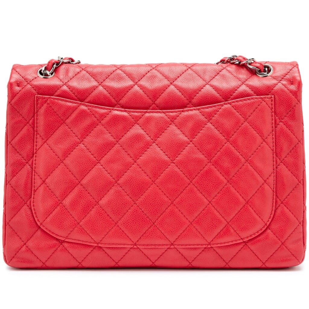 Raspberry Pink Quilted Soft Caviar Maxi Classic Single Flap Bag Silver Hardware, 2008-2009