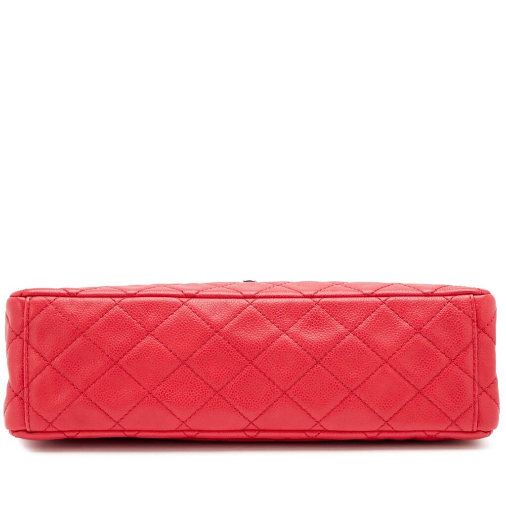Raspberry Pink Quilted Soft Caviar Maxi Classic Single Flap Bag Silver Hardware, 2008-2009