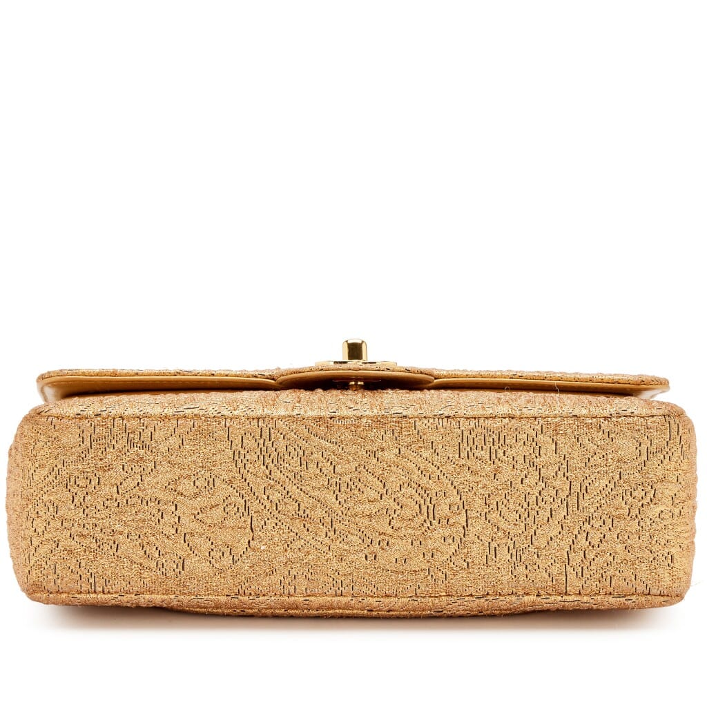Vintage Metallic Gold Byzantine Brocade Lambskin Small Classic Double Flap Bag Gold Hardware, 1991-1994